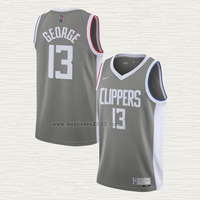 Maglia Paul George NO 13 Los Angeles Clippers Earned 2020-21 Grigio